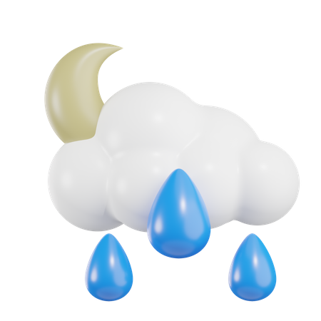 Luna con lluvia  3D Icon