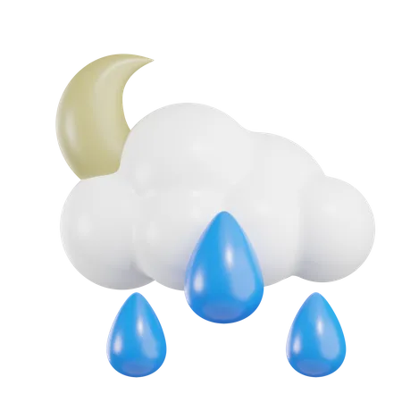 Luna con lluvia  3D Icon