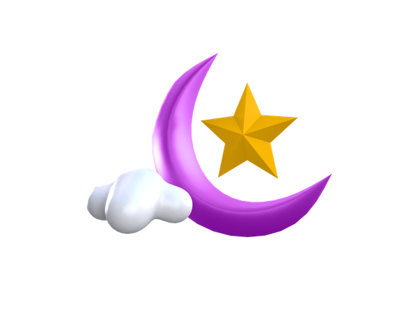 Luna creciente y estrella  3D Icon