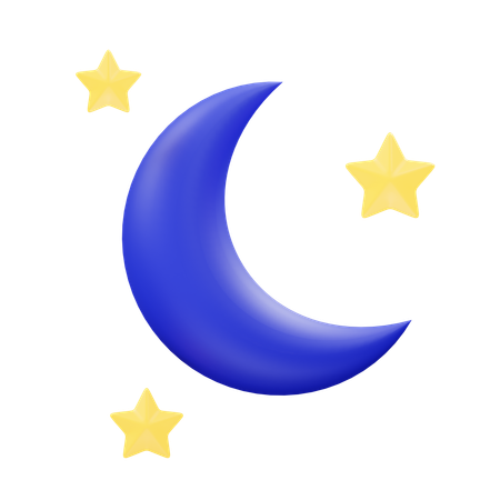 Luna creciente y estrellas  3D Icon