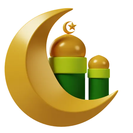 Luna y cúpula  3D Icon