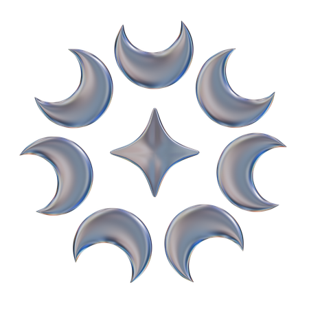 Forma abstracta de luna y estrella  3D Icon