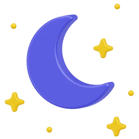 Luna y estrellas  3D Icon