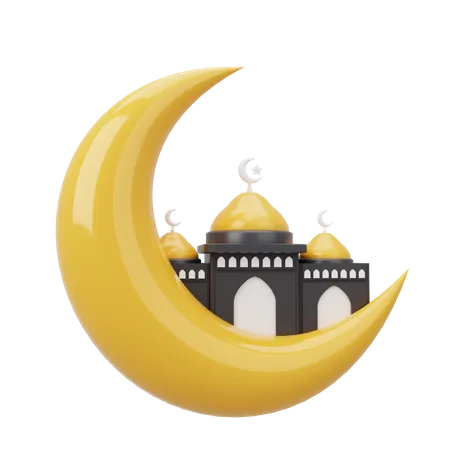 Luna y mezquita  3D Icon