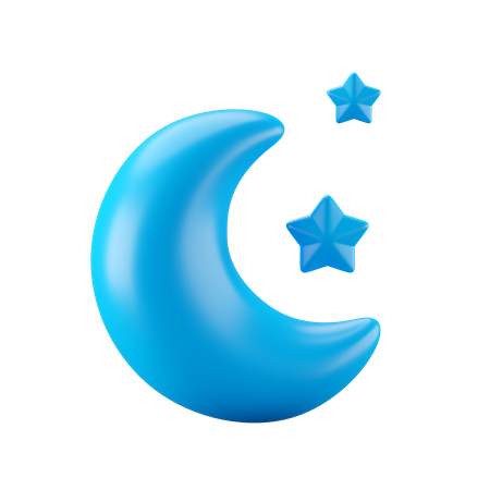 Luna y noche estrellada  3D Icon