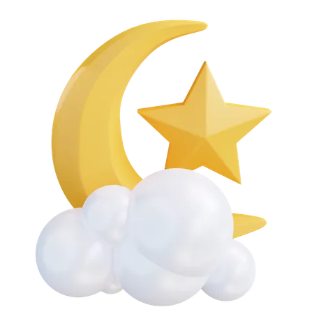 Luna y nube  3D Icon