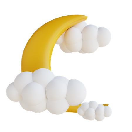 Luna y nubes  3D Illustration
