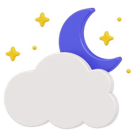 Luna y nubes  3D Icon