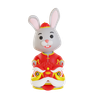 3d lunar rabbit behind barongsai emoji