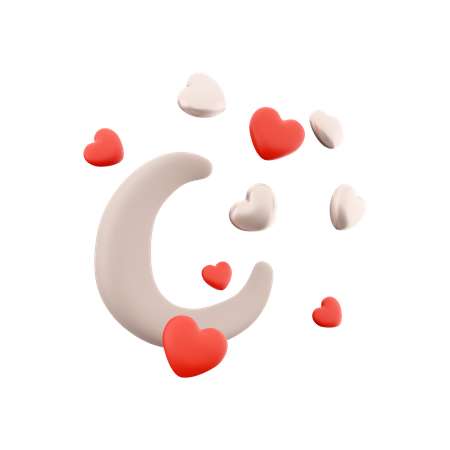 Lune avec des coeurs  3D Icon