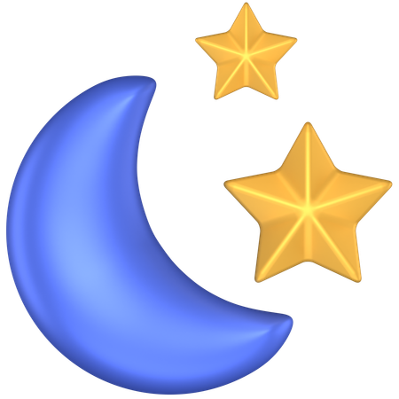 Lune avec des étoiles  3D Icon