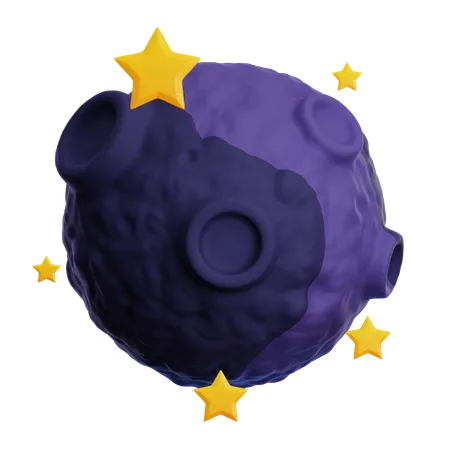 Lune avec des étoiles  3D Icon