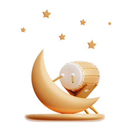 Lune et lit  3D Illustration