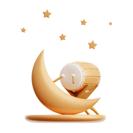 Lune et lit  3D Illustration