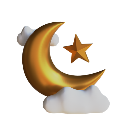 Lune et étoile  3D Icon