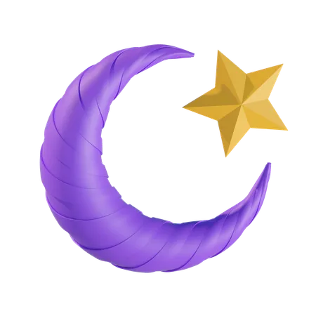 Lune et étoile  3D Icon