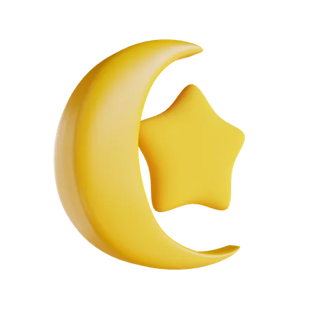 Lune et étoile  3D Illustration