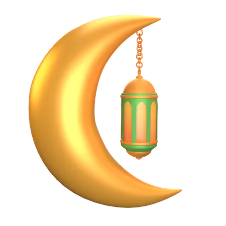 Lune et lanterne  3D Icon