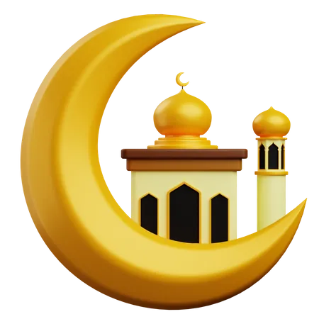 Lune et mosquée  3D Icon