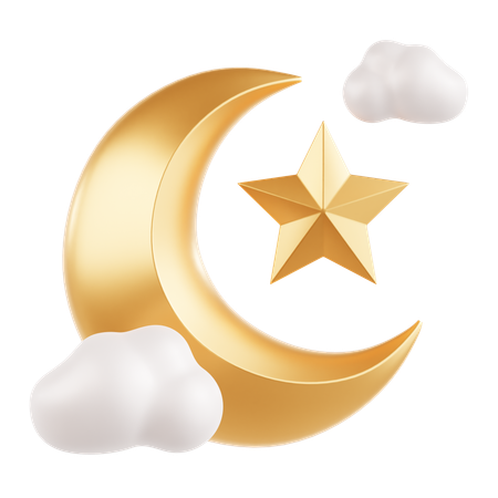 Lune et nuage  3D Icon