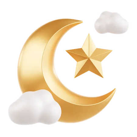 Lune et nuage  3D Icon