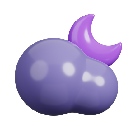 Lune et nuage  3D Icon