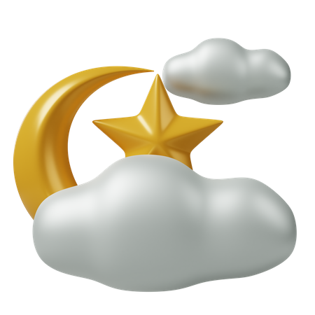 Lune et nuage  3D Icon