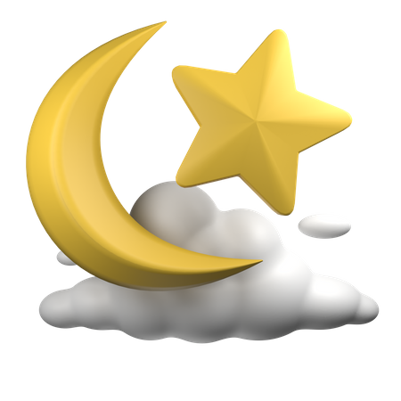 Lune et nuage  3D Icon