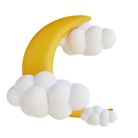 Lune et nuages  3D Illustration