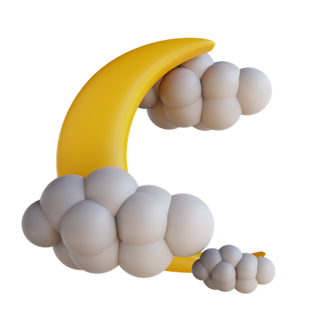 Lune et nuages  3D Illustration