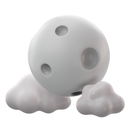 Lune et nuages  3D Icon