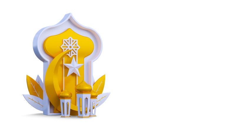 Lune et ornement ramadhan  3D Icon