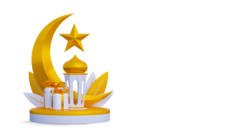 Lune et ornement ramadhan  3D Icon