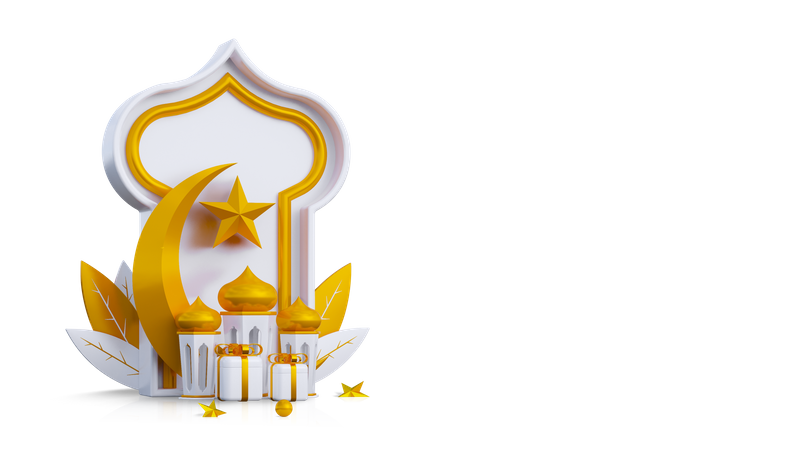 Lune et ornement ramadhan  3D Icon