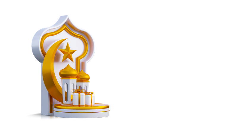 Lune et ornement ramadhan  3D Icon