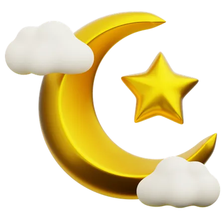 Lune et étoile  3D Icon