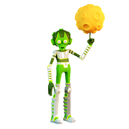 Lune extraterrestre tournant sur leur doigt  3D Icon