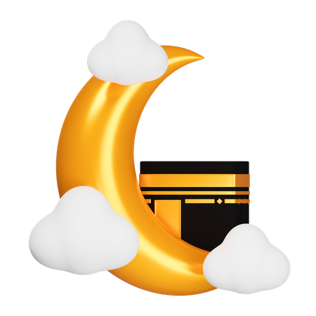 Lune, kaaba, nuage  3D Icon