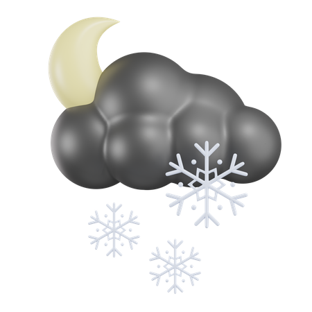 Lune nuageux neige pluie  3D Icon