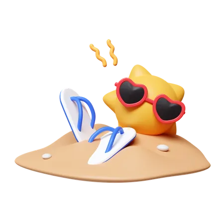 Soleil, porter des lunettes de soleil  3D Icon