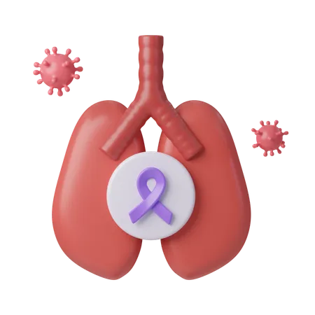 Lung Cancer Awareness Concept With Purple Ribbon World Cancer Day Concept February 4 Raise Awareness Prevention Detection Treatment Icon Design 3 D Illustration 3D Icon