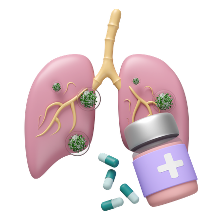 Lung With Medicine Bottle  3D Icon