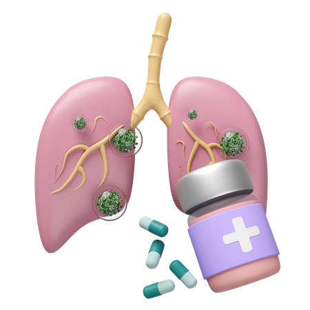 Lung With Medicine Bottle  3D Icon