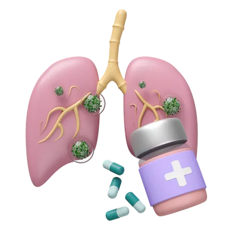 Lung With Medicine Bottle  3D Icon
