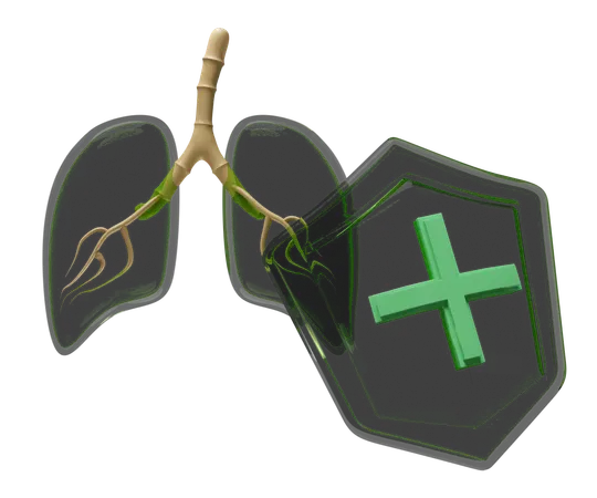 Lung With Shield  3D Icon