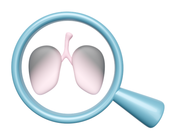 Lungs With Magnifying Glass  3D Icon