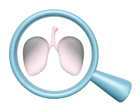 Lungs With Magnifying Glass  3D Icon