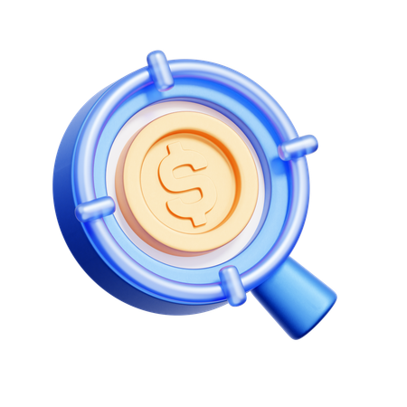 Lupa con moneda  3D Icon