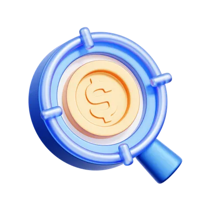 Lupa con moneda  3D Icon