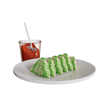 Lupis Cake And Ice Tea  3D Icon
